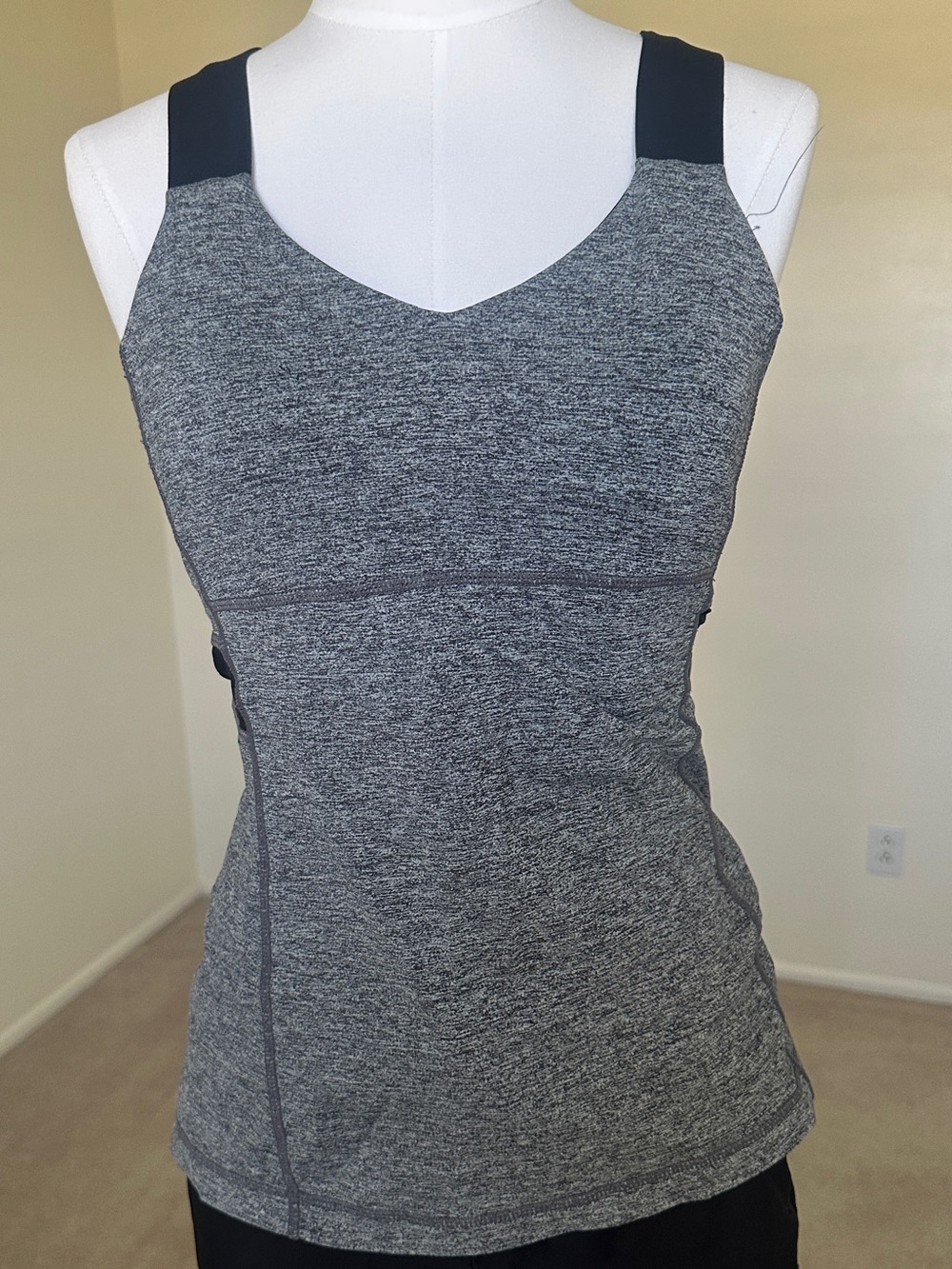 lululemon athletica Grey Heather Athletic Tank with Black Straps